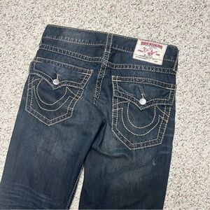 True Religion Men's Earthworm Big T Skinny Flap Jeans Dark Wash Sz33 (34x33)